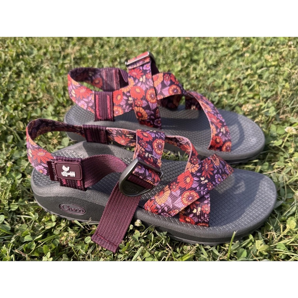 Chaco Cloud Sandals Womens Size 8 Purple Floral Strappy Adjustable Sport Comfort - Picture 4 of 8